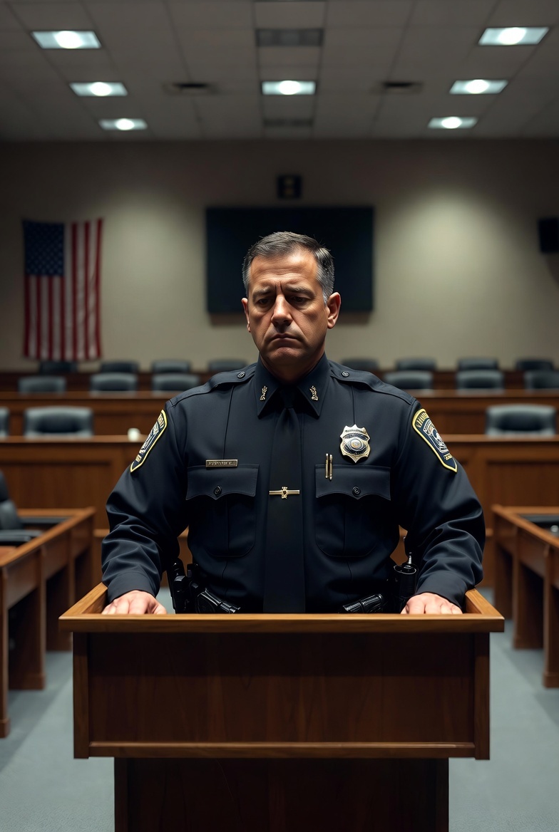 Police leader at a podium